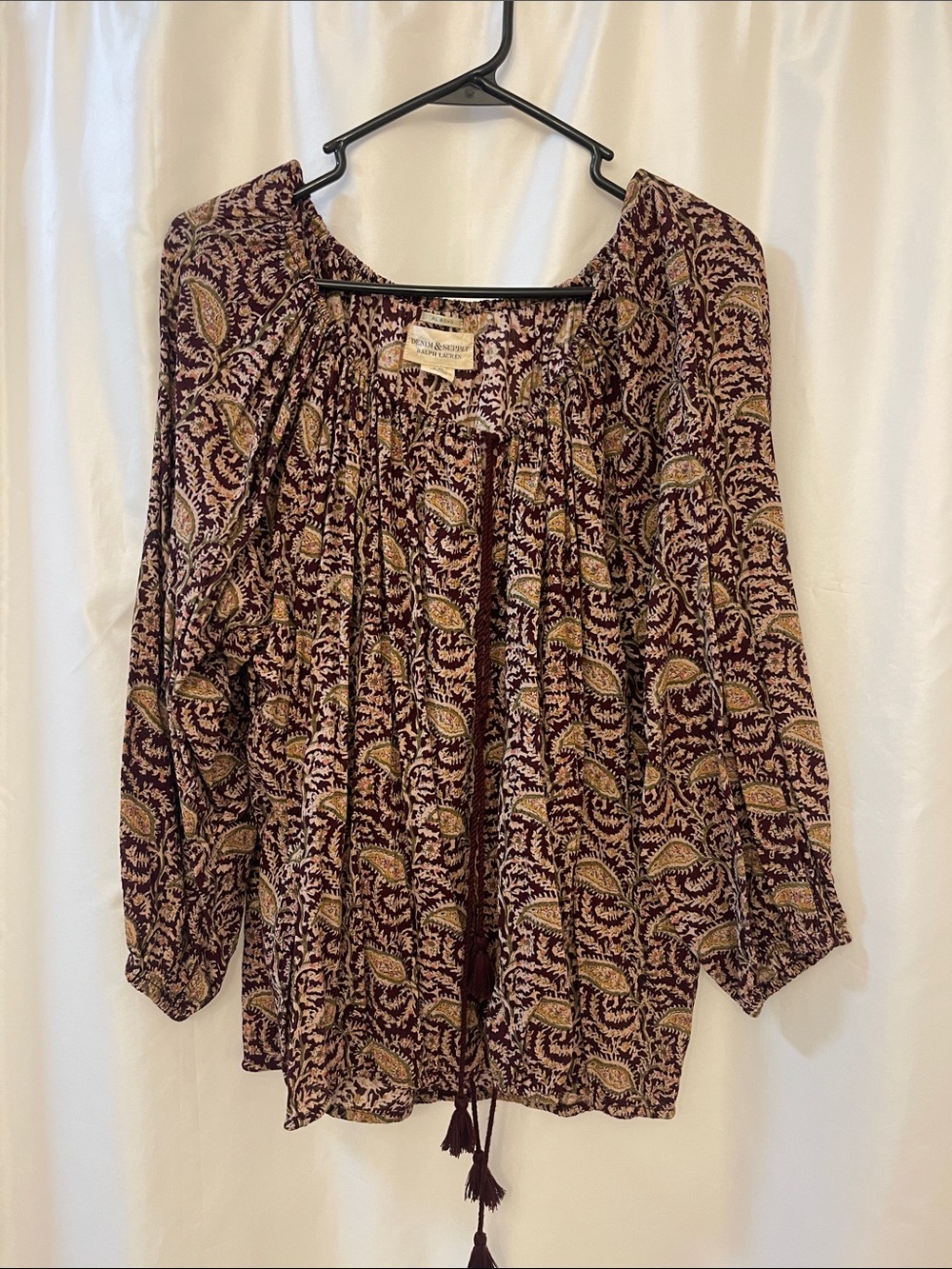 Denim & Supply Ralph Lauren Burgundy Paisley Peasant Tunic